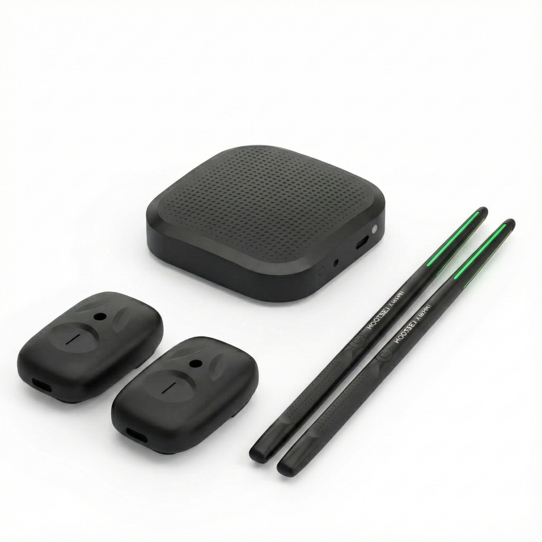 Air Drum Kit | Motion-Sensing Sticks and Foot Pedals | Rechargeable Battery, Silent Headphone Practice, Three Colours