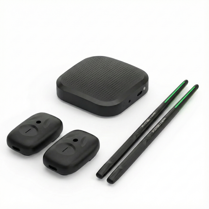 Air Drum Kit | Motion-Sensing Sticks and Foot Pedals | Rechargeable Battery, Silent Headphone Practice, Three Colours