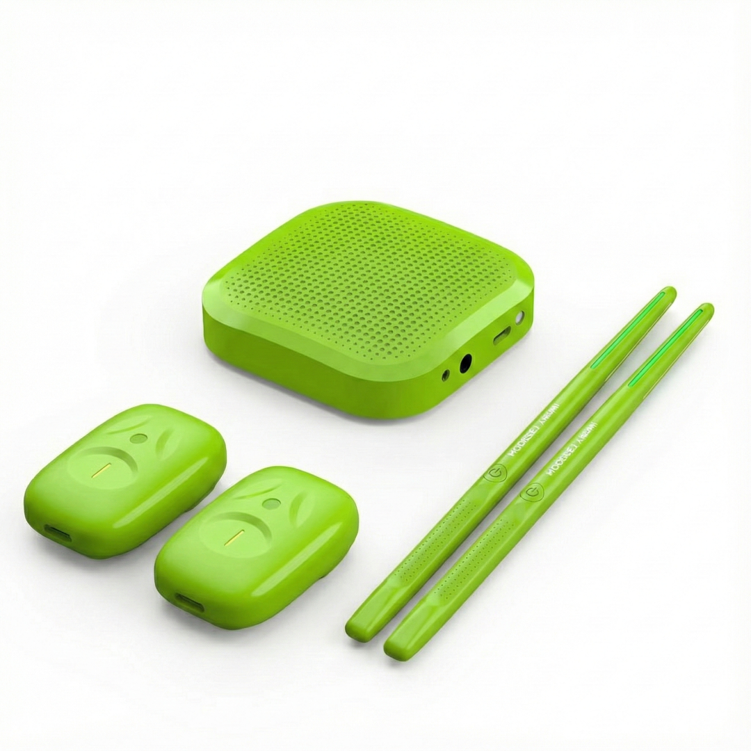 Air Drum Kit | Motion-Sensing Sticks and Foot Pedals | Rechargeable Battery, Silent Headphone Practice, Three Colours