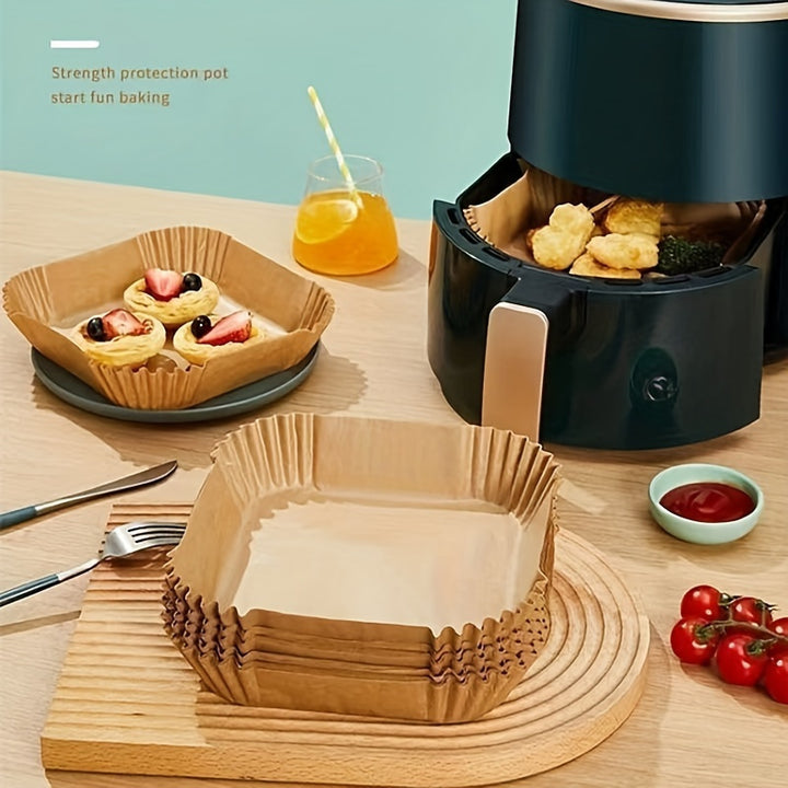 Air Fryer Liners 50 Pack | Non-Stick Oil-Resistant Parchment | Pre-Shaped Fit for Air Frying, Baking &amp; Reheating