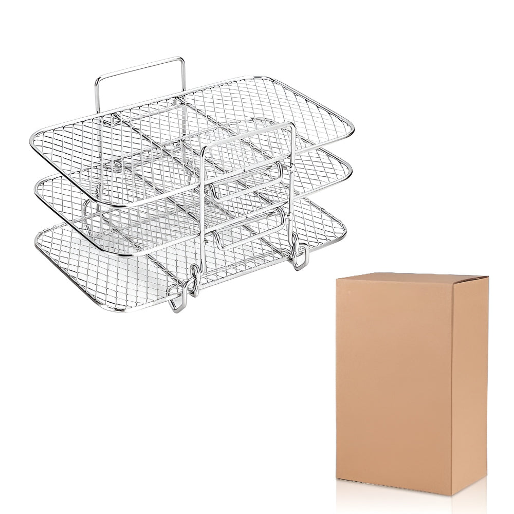 Air Fryer Rack Stainless Steel | Stackable Multi-Tier Cooking Tray | Even Airflow for Fries, Wings and Vegetables