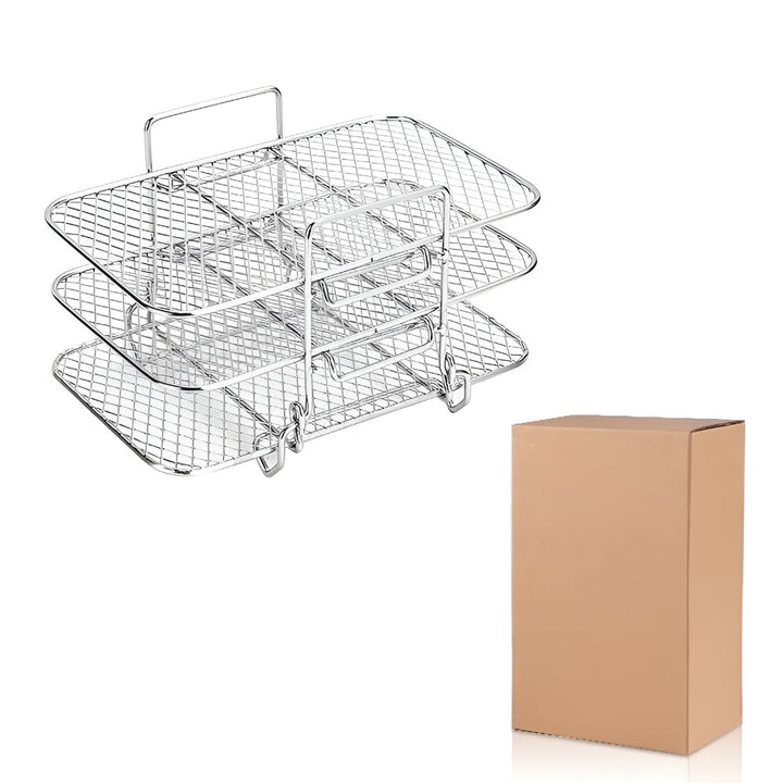Air Fryer Rack Stainless Steel | Stackable Multi-Tier Cooking Tray | Even Airflow for Fries, Wings and Vegetables