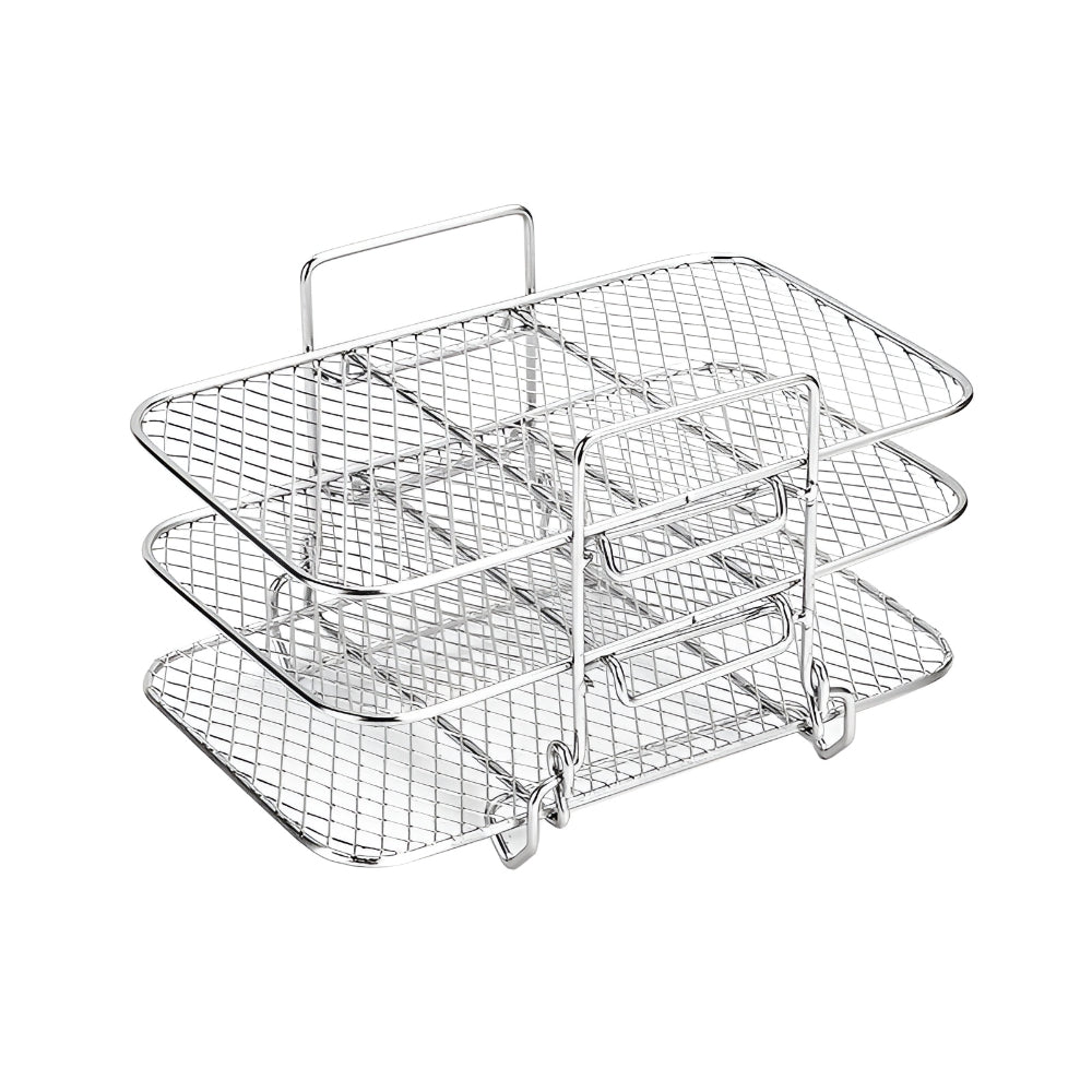 Air Fryer Rack Stainless Steel | Stackable Multi-Tier Cooking Tray | Even Airflow for Fries, Wings and Vegetables