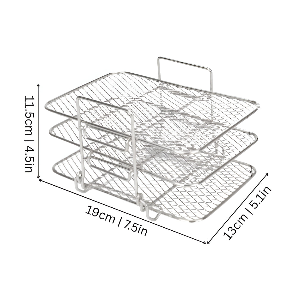 Air Fryer Rack Stainless Steel | Stackable Multi-Tier Cooking Tray | Even Airflow for Fries, Wings and Vegetables