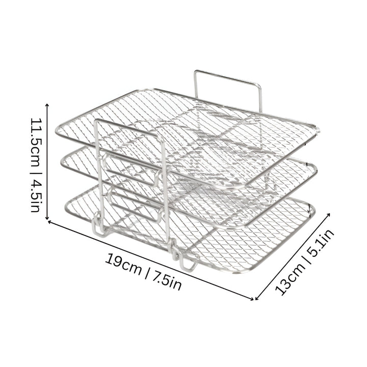 Air Fryer Rack Stainless Steel | Stackable Multi-Tier Cooking Tray | Even Airflow for Fries, Wings and Vegetables