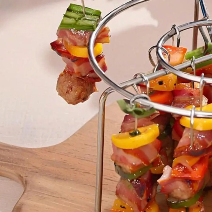 Air Fryer Skewer Rack Attachment Stainless Steel 18 cm | Fits 3.6L+ Air Fryers | 24 Skewers Included, Dishwasher Safe
