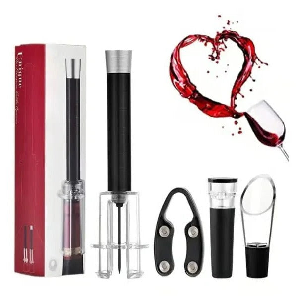 Air Pressure Wine Opener Set | Needle Cork Extractor with Foil Cutter, Pourer &amp; Stopper | No Batteries or Gas Needed