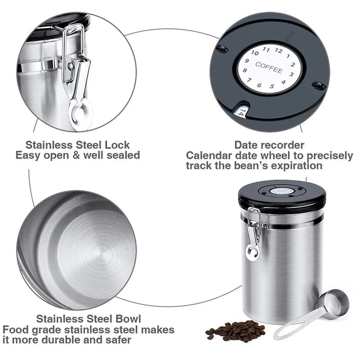 Airtight Coffee Container | Clamp Lid Storage Canister