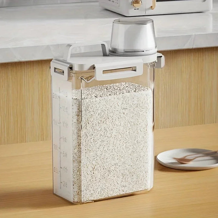 Airtight Grain Storage Container | Clip Lid, Measure Cup