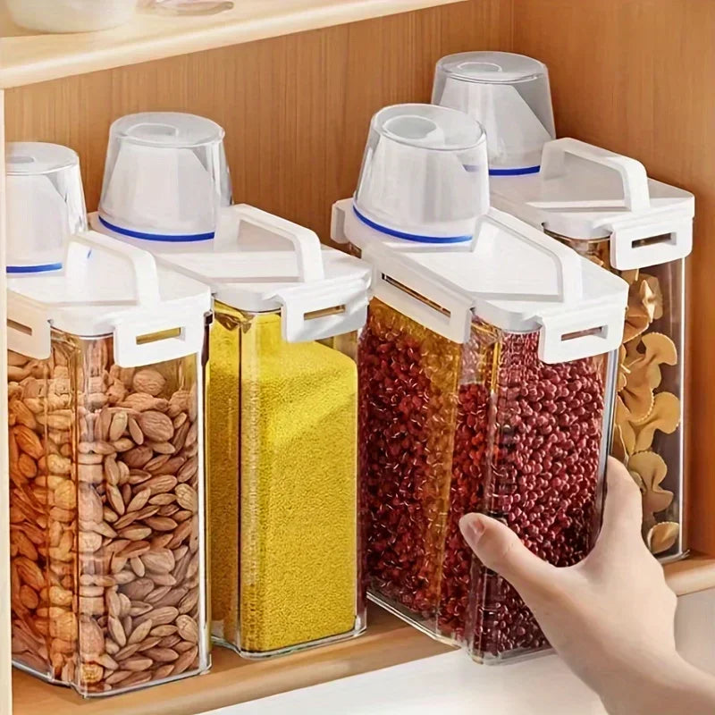 Airtight Grain Storage Container | Clip Lid, Measure Cup