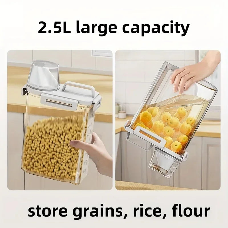 Airtight Grain Storage Container | Clip Lid, Measure Cup