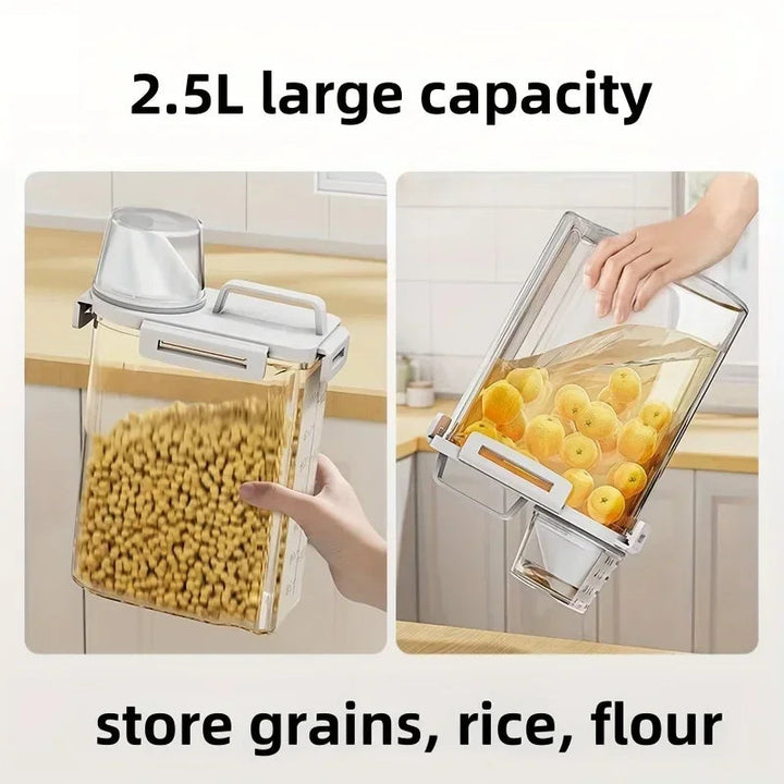 Airtight Grain Storage Container | Clip Lid, Measure Cup