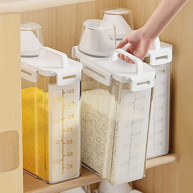 Airtight Grain Storage Container | Clip Lid, Measure Cup