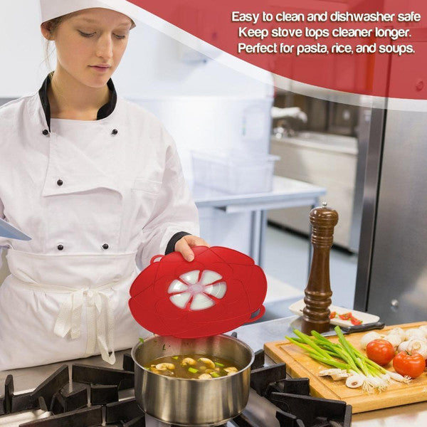 Anti-Spill Lid Cover Silicone | Boil-Over Spill Stopper, Heat-Resistant, Microwave Safe | Prevents Stovetop Spills and Mess