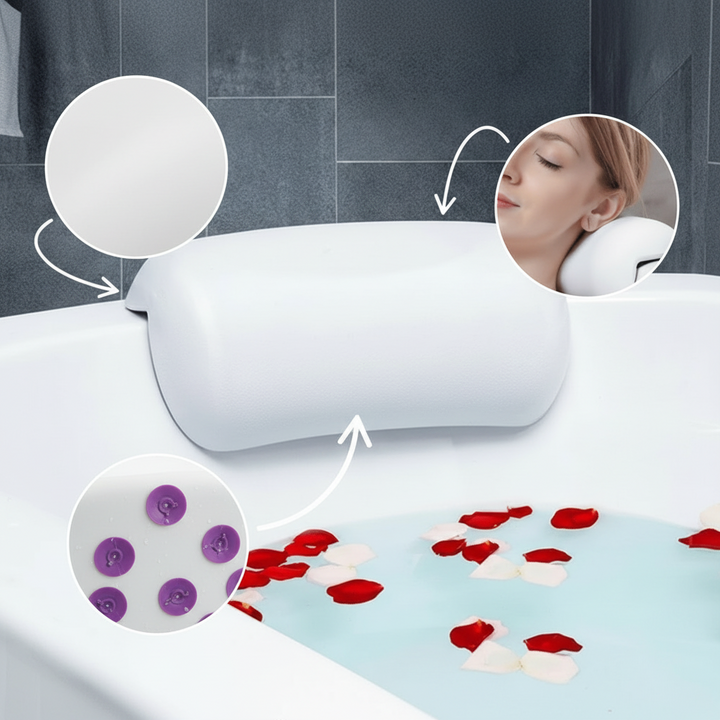 Ergonomic Bath Pillow Neck Support Non-Slip Water-Resistant 3