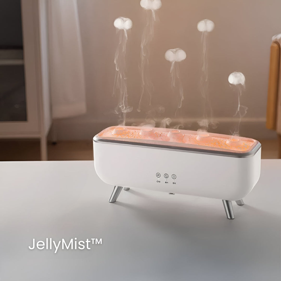 Aroma Diffuser ABS Plastic, 300 ml Tank | White, Jellyfish Mist Effect | Two Mist Modes, LED Colour Light, Remote &amp; Timer