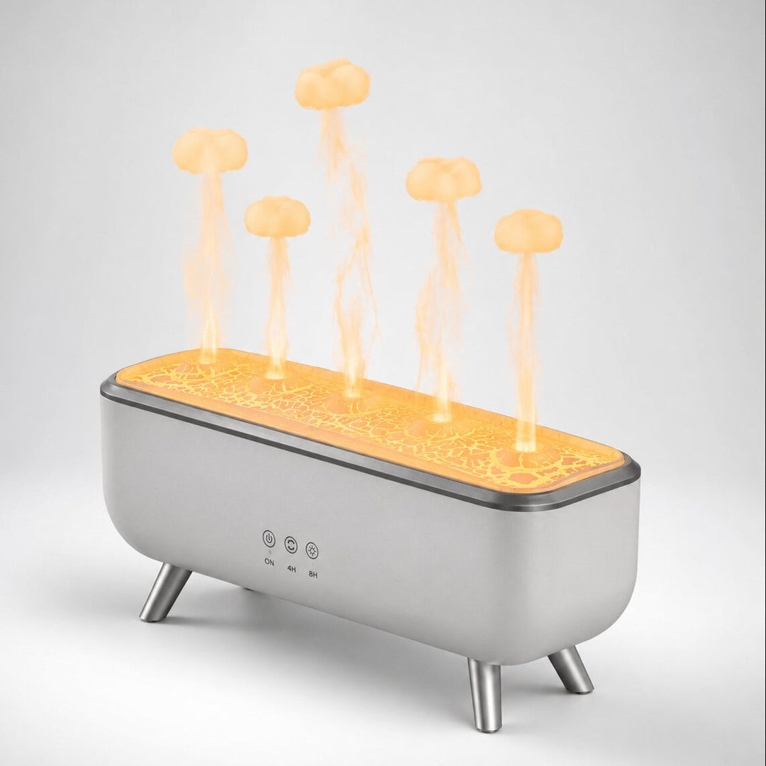 Aroma Diffuser ABS Plastic, 300 ml Tank | White, Jellyfish Mist Effect | Two Mist Modes, LED Colour Light, Remote & Timer