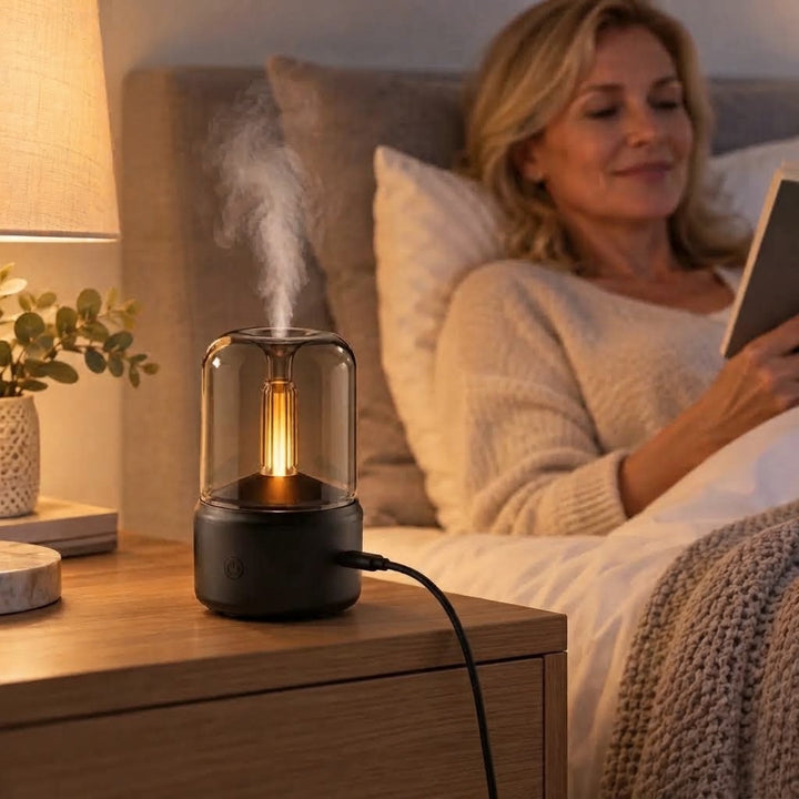 Aroma Diffuser Ultrasonic Humidifier Compact with Candlelight Effect