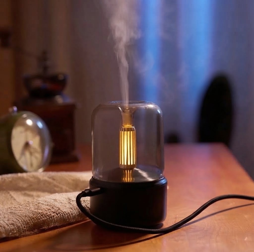 Aroma Diffuser Ultrasonic Humidifier Compact with Candlelight Effect