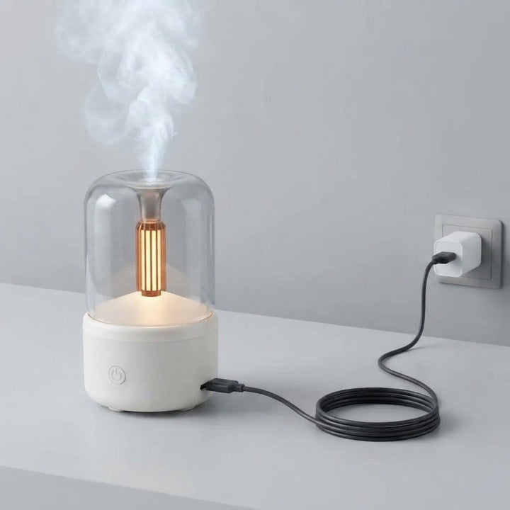 Aroma Diffuser Ultrasonic Humidifier Compact with Candlelight Effect