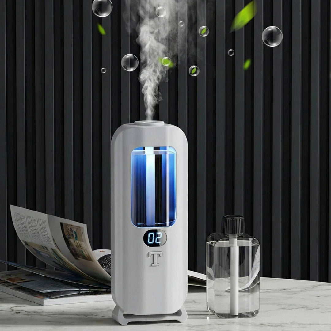 Aromatherapy Diffuser Humidifier | Wall Mounted Digital Display, 5 Mist Modes | 360° Scent Coverage & LED Lights