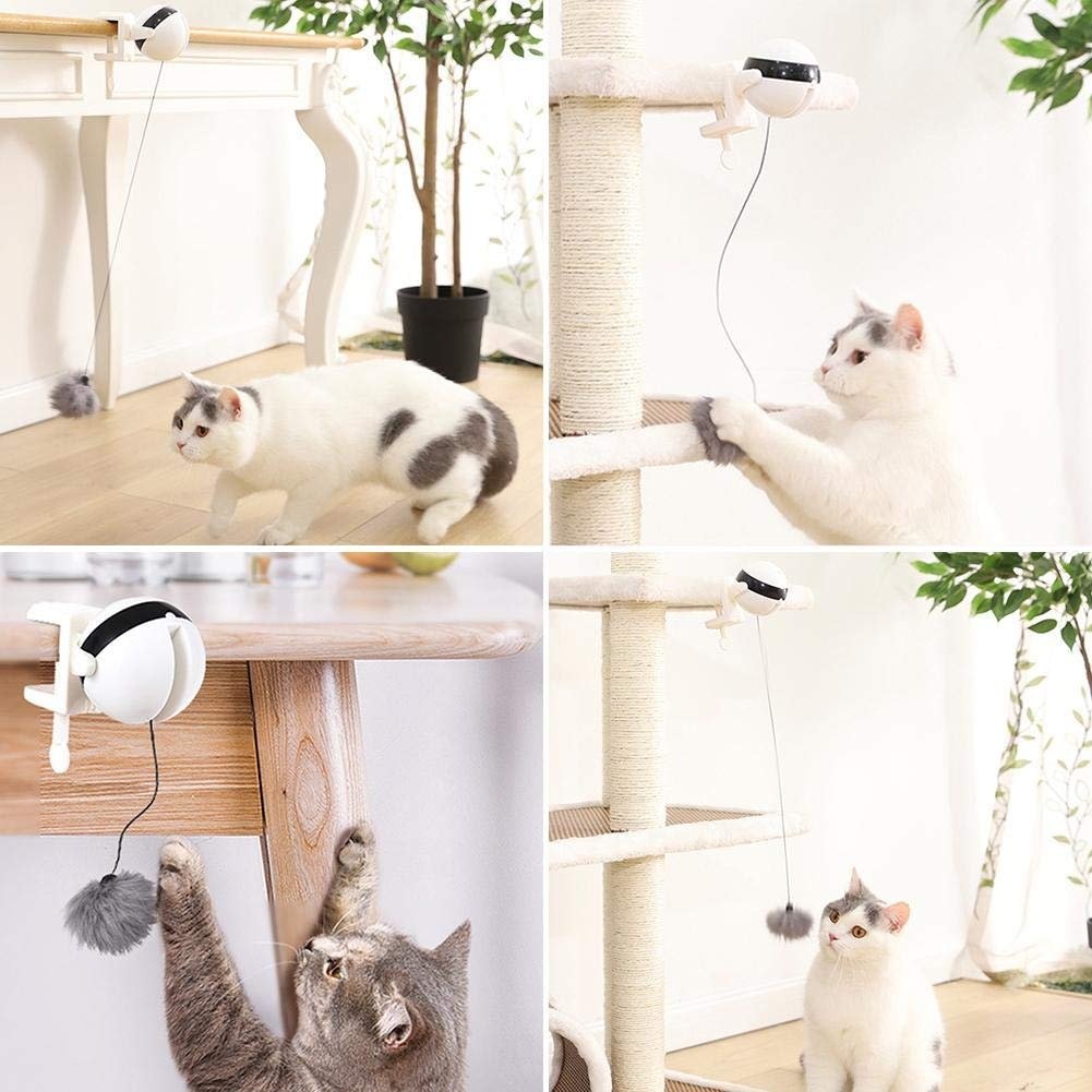 Automatic Cat Toy Ball | Rising Cord Teaser, Edge Clamp