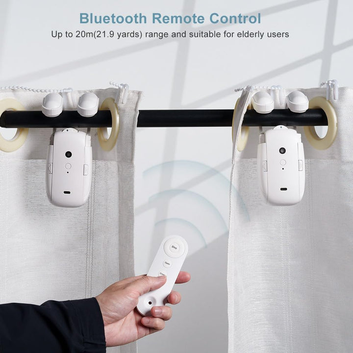Automatic Curtain Opener and Closer | Bluetooth Remote, 20m Range, Quiet Motor | Fits Roman, T &amp; U-Shaped Tracks