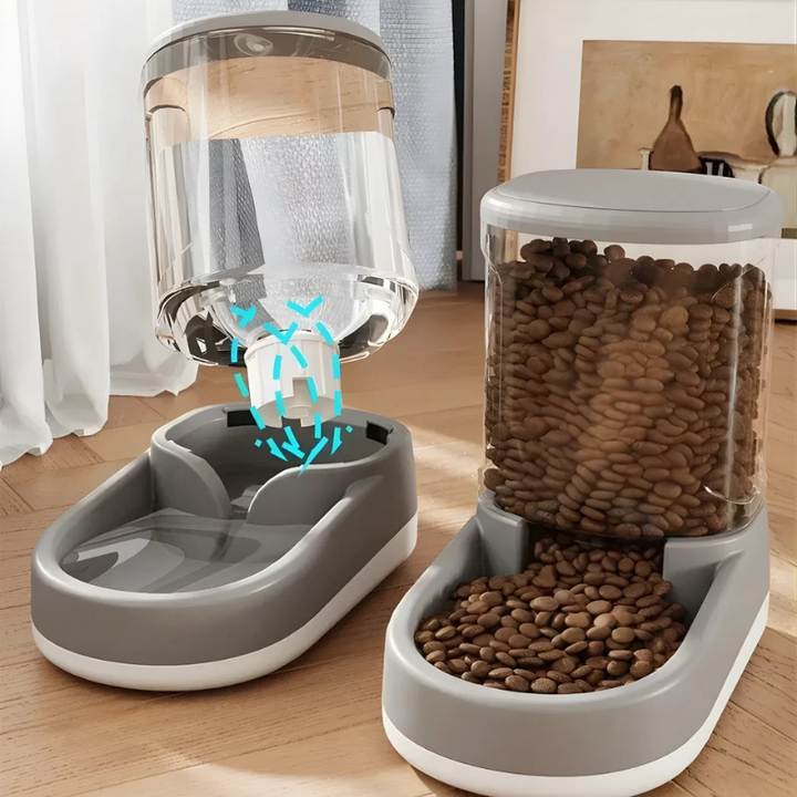 Automatic Food and Water Dispenser Set | Self-Refilling, Tilted Bowls | BPA-Free Plastic for Cats &amp; Small Dogs