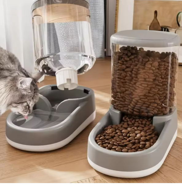 Automatic Food and Water Dispenser Set | Self-Refilling, Tilted Bowls | BPA-Free Plastic for Cats & Small Dogs