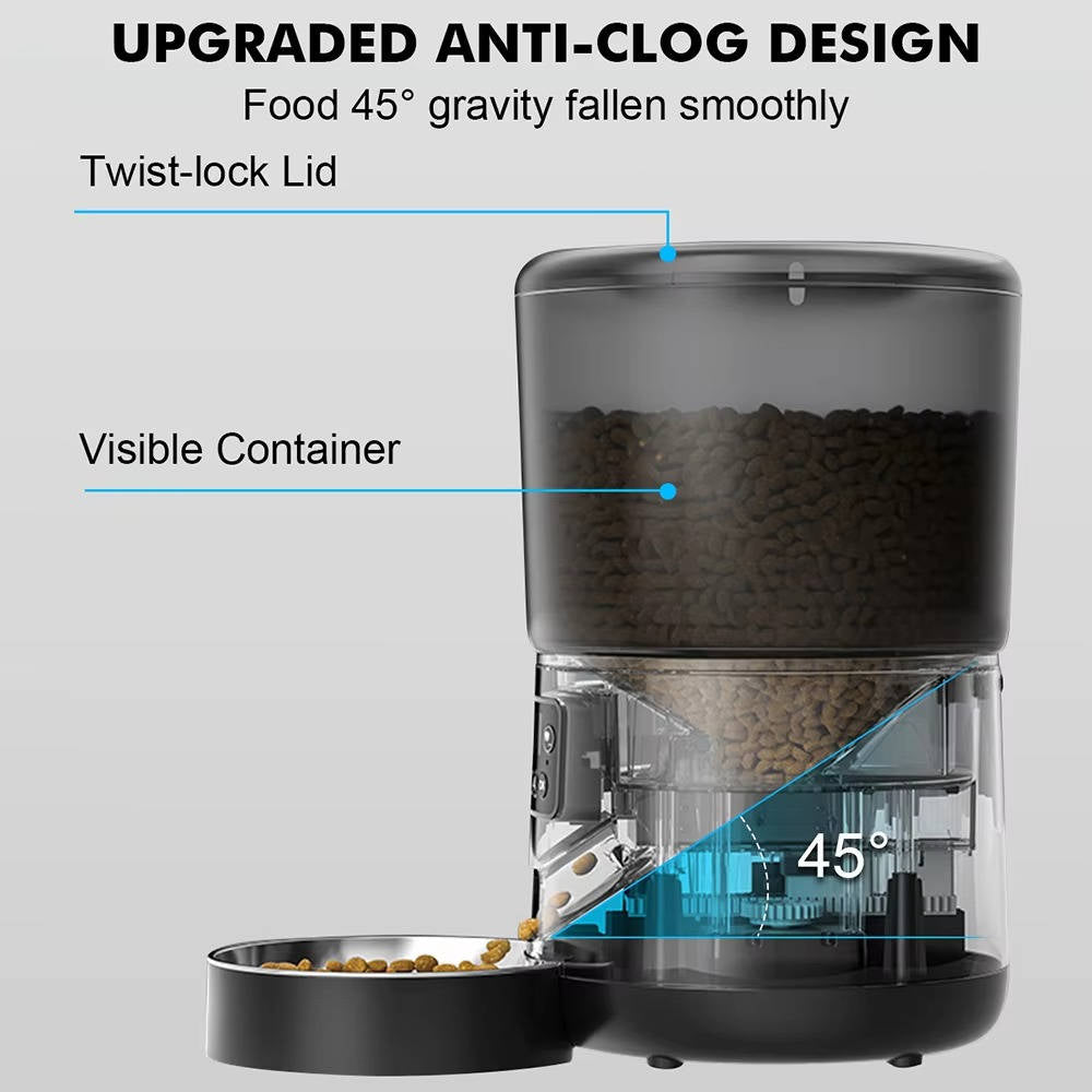 Automatic Pet Feeder Stainless Steel Bowl App Controlled