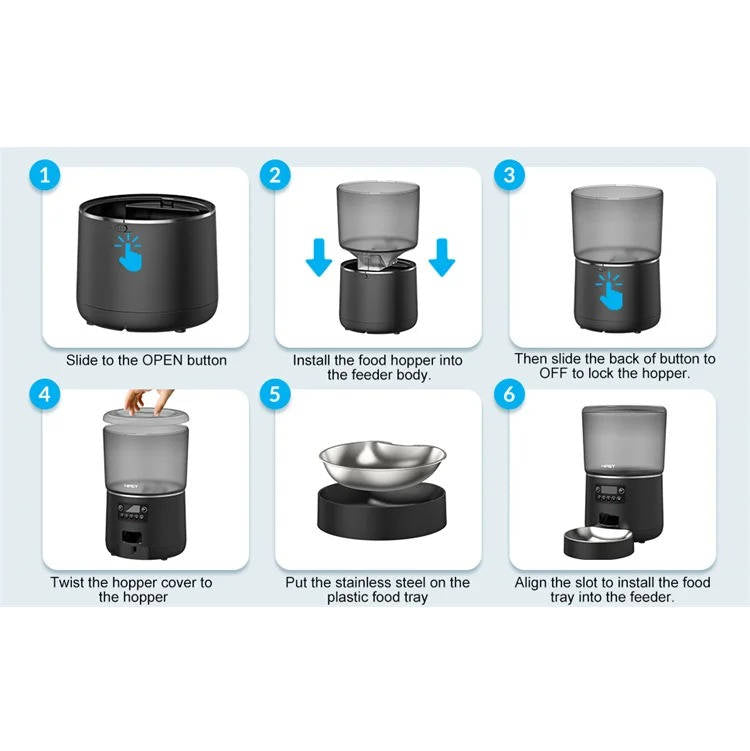 Automatic Pet Feeder Stainless Steel Bowl App Controlled