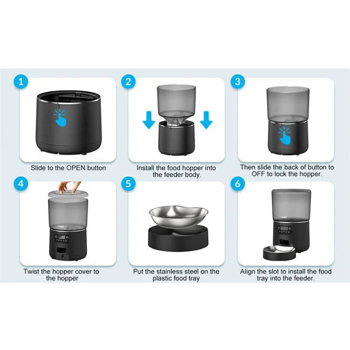 Automatic Pet Feeder Stainless Steel Bowl App Controlled