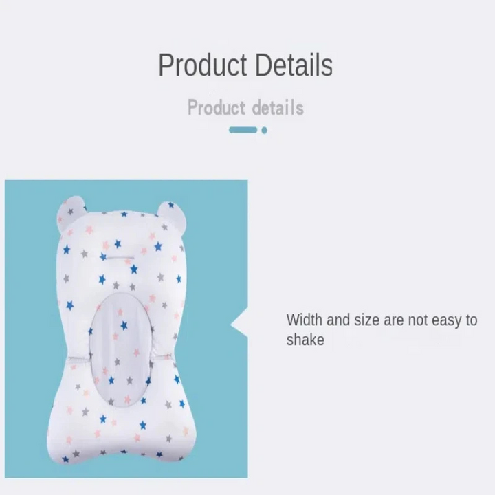 Baby Bath Seat Support Mat | Cushioned Headrest with 3 Buckle Straps | Non-Slip Mesh Backing, Foldable for Travel