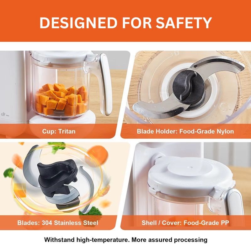 Baby Food Maker 5-in-1 | Steam, Blend, Sterilise &amp; Warm | Safety Features for Effortless, Quiet Meal Prep with Tritan Cup