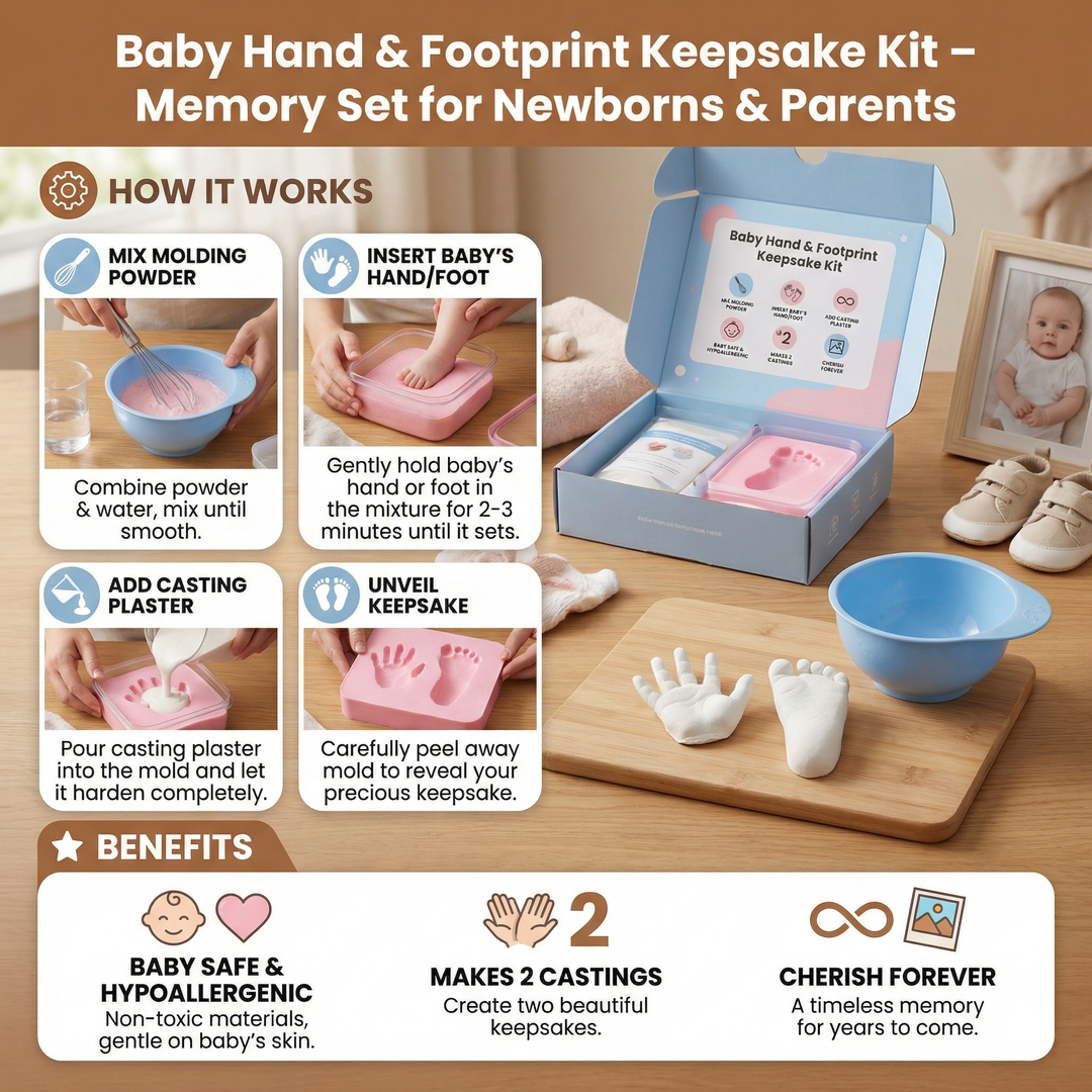 Baby Hand Footprint Keepsake Kit All-in-One Decorating Set