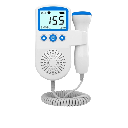 Baby Heartbeat Monitor with 3 MHz Probe | LCD Display, 3 Measuring Modes | Batteries &amp; Probe Included, CE Certified