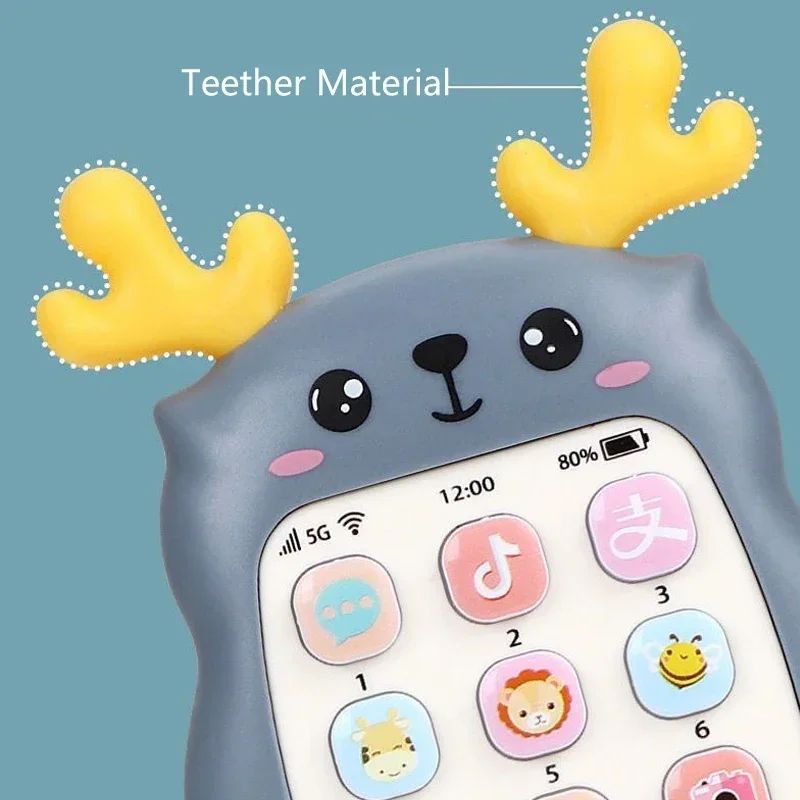 Baby Learning Phone Toy Silicone | Bilingual Voice Modes & Soothing Teether | Sensory Play for Infants & Toddlers