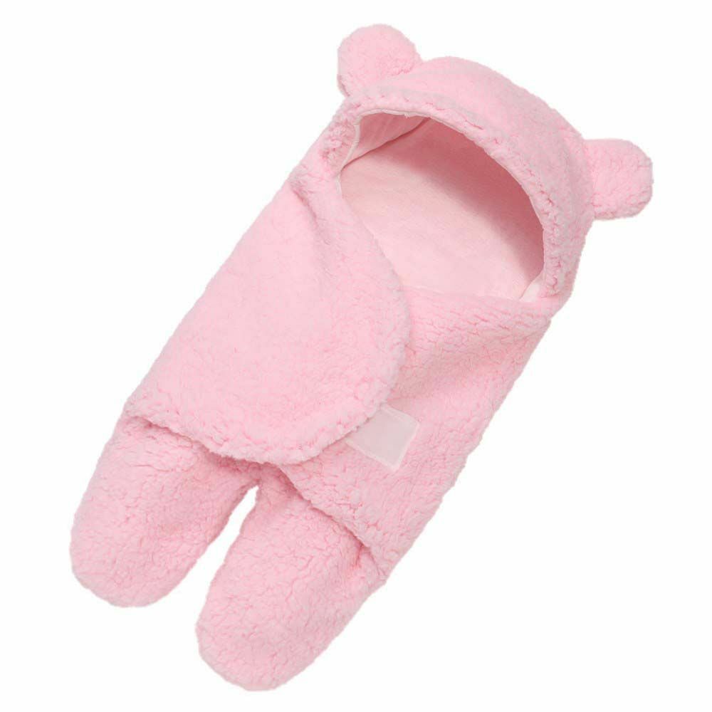 Baby Swaddle Blanket Fleece | Hooded Wrap with Inner Arm Mitts | Soft Cotton-Lined Sleeping Bag for Newborns 0-6 Months