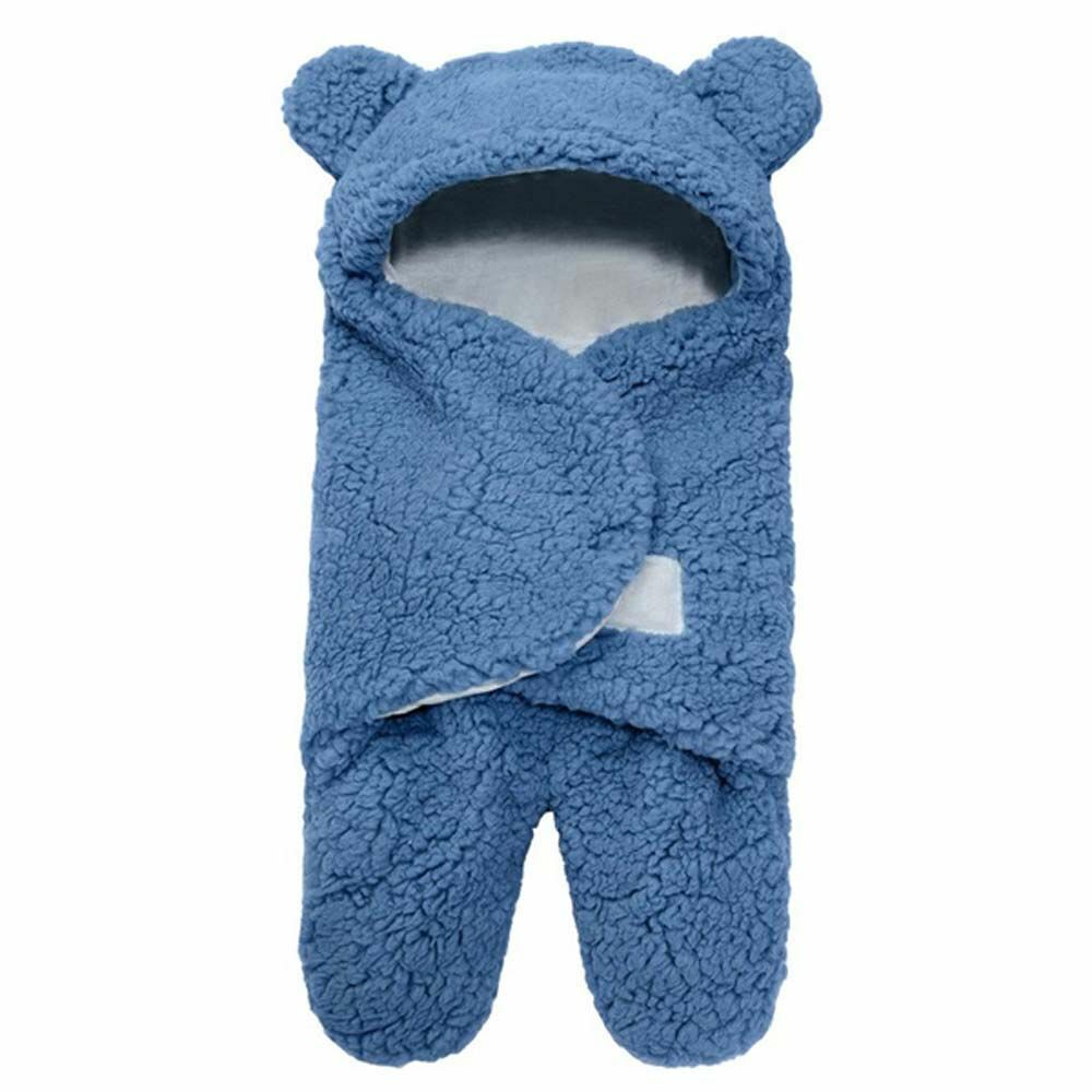 Baby Swaddle Blanket Fleece | Hooded Wrap with Inner Arm Mitts | Soft Cotton-Lined Sleeping Bag for Newborns 0-6 Months