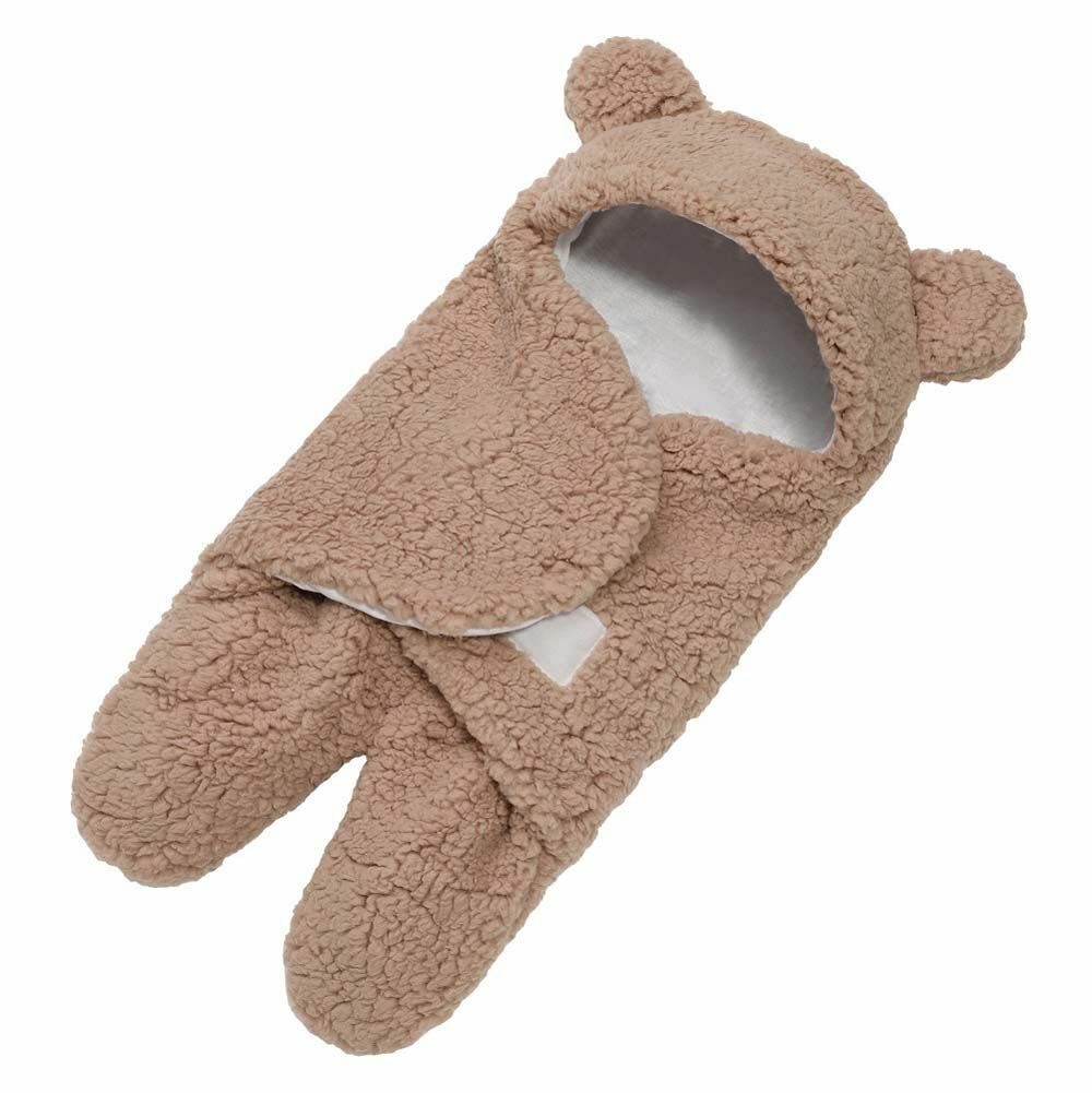 Baby Swaddle Blanket Fleece | Hooded Wrap with Inner Arm Mitts | Soft Cotton-Lined Sleeping Bag for Newborns 0-6 Months