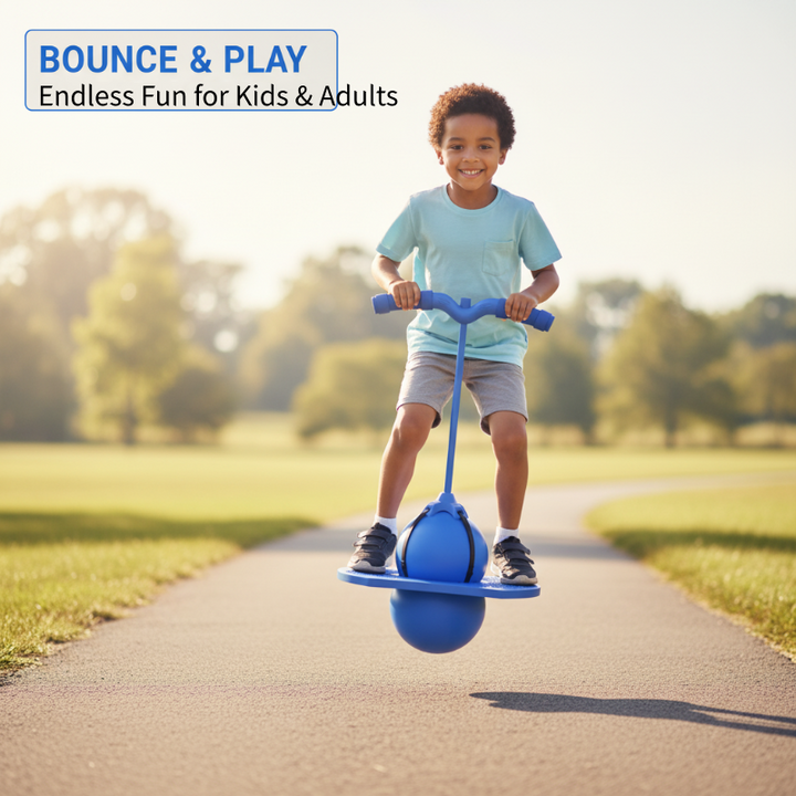 Balance Hop Ball for Kids | Removable Foam Handles for All Skill Levels | Non-Slip Platform for Indoor and Outdoor Use
