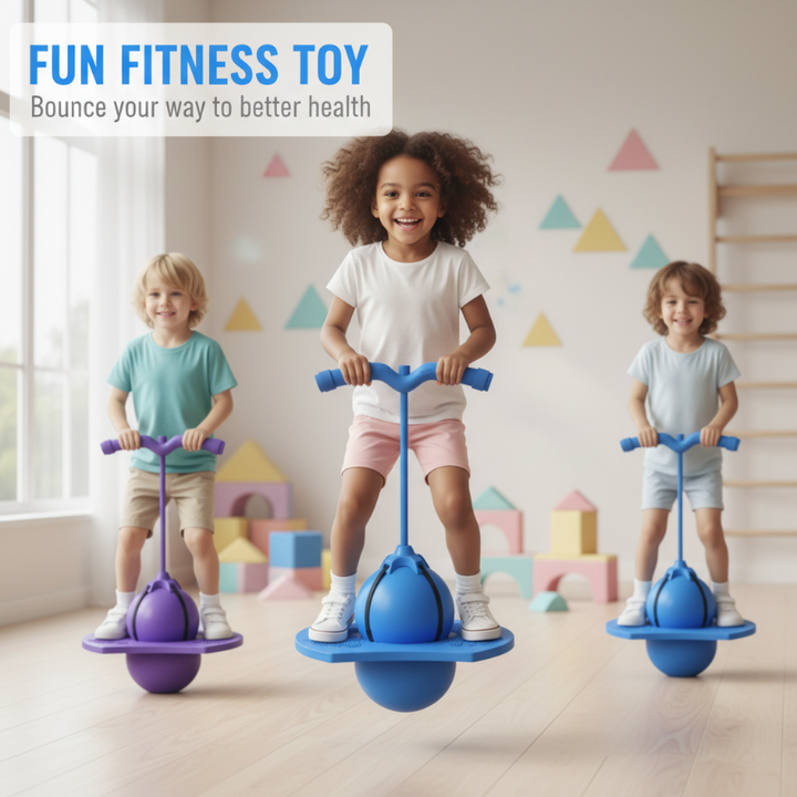 Balance Hop Ball for Kids | Removable Foam Handles for All Skill Levels | Non-Slip Platform for Indoor and Outdoor Use
