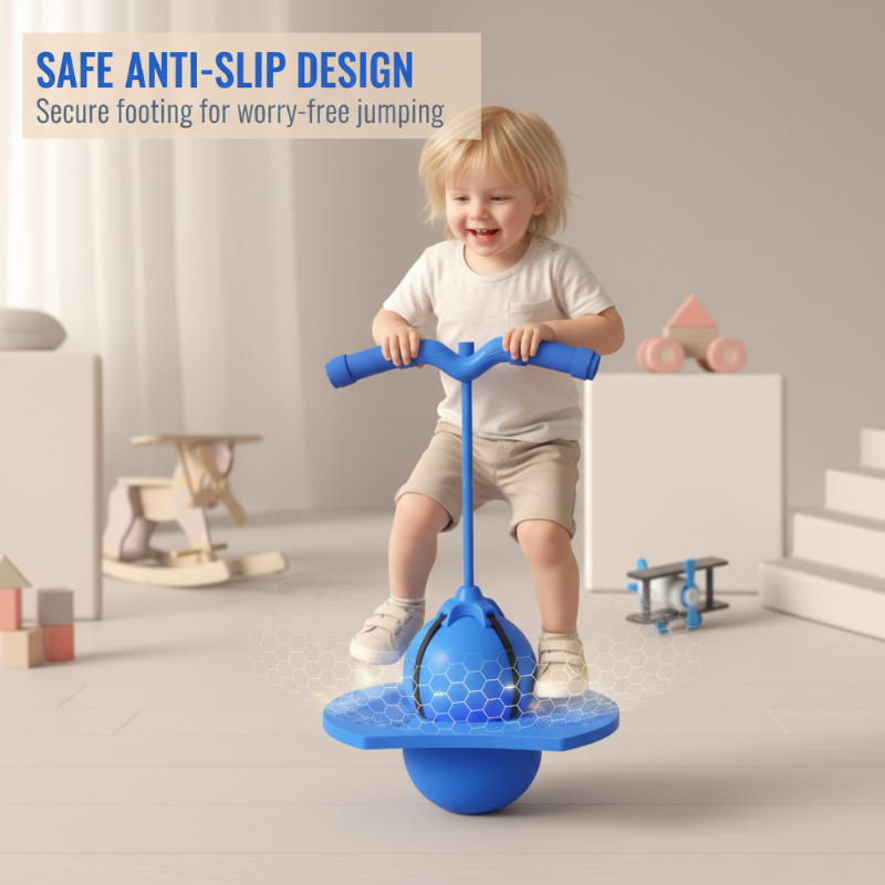 Balance Hop Ball for Kids | Removable Foam Handles for All Skill Levels | Non-Slip Platform for Indoor and Outdoor Use