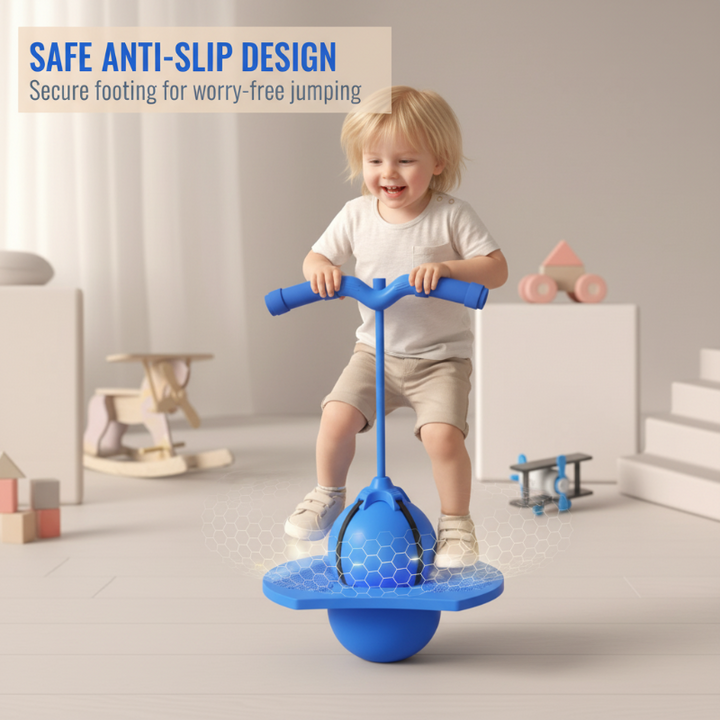 Balance Hop Ball for Kids | Removable Foam Handles for All Skill Levels | Non-Slip Platform for Indoor and Outdoor Use