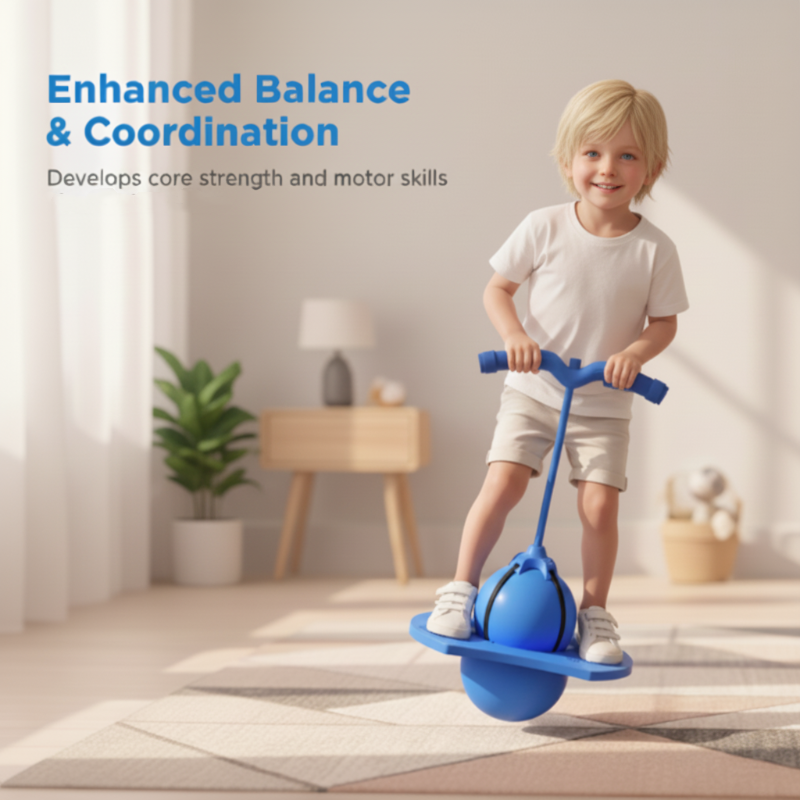 Balance Hop Ball for Kids | Removable Foam Handles for All Skill Levels | Non-Slip Platform for Indoor and Outdoor Use