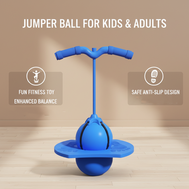 Balance Hop Ball for Kids | Removable Foam Handles for All Skill Levels | Non-Slip Platform for Indoor and Outdoor Use
