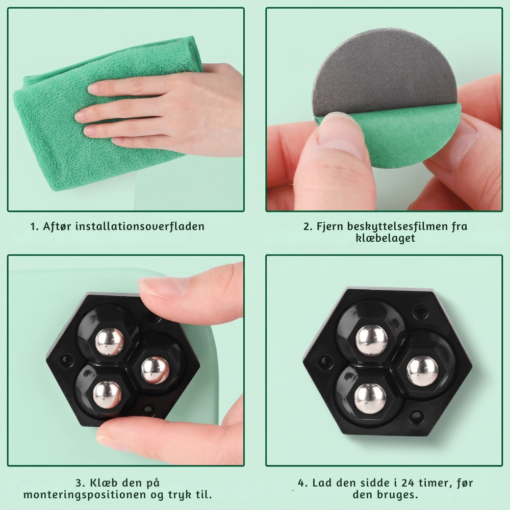 Ball Bearing Furniture Casters 360° Swivel with Self-Adhesive Pads