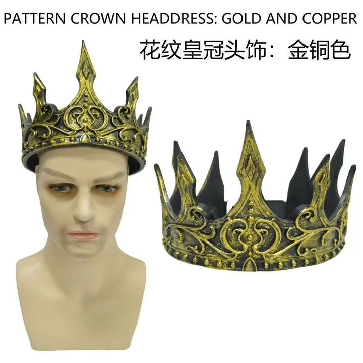 Baroque Metal Crown Costume Tiara Imitation Gem Accents