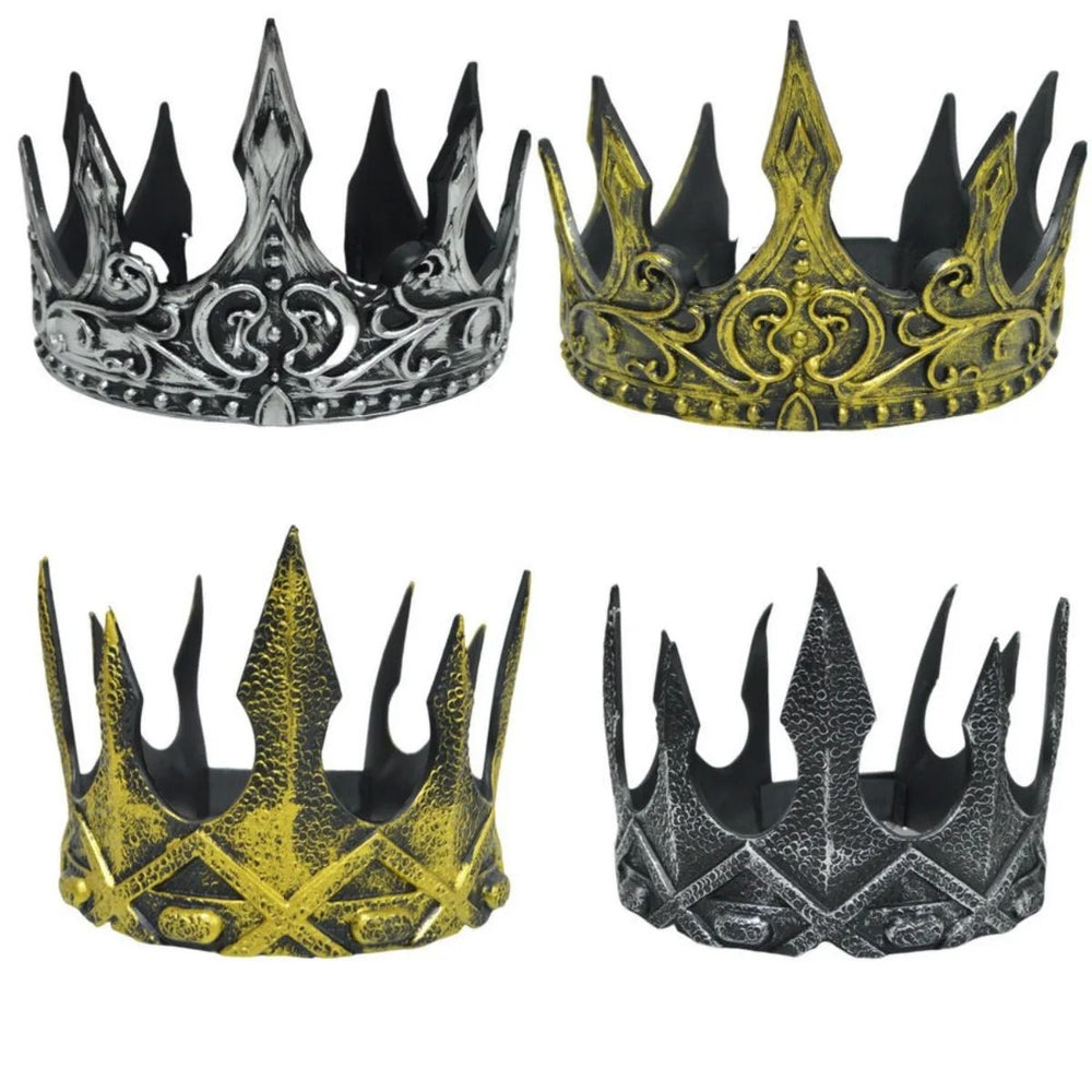Baroque Metal Crown Costume Tiara Imitation Gem Accents