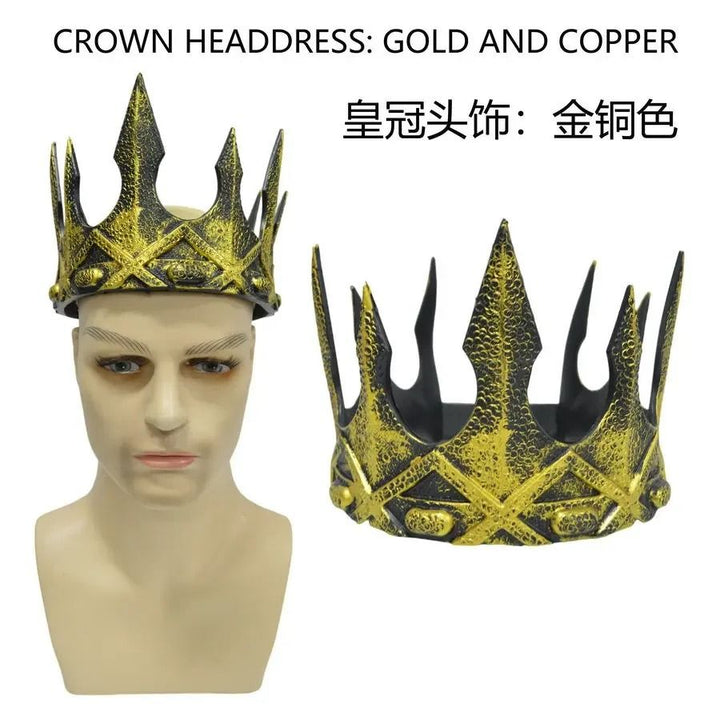 Baroque Metal Crown Costume Tiara Imitation Gem Accents